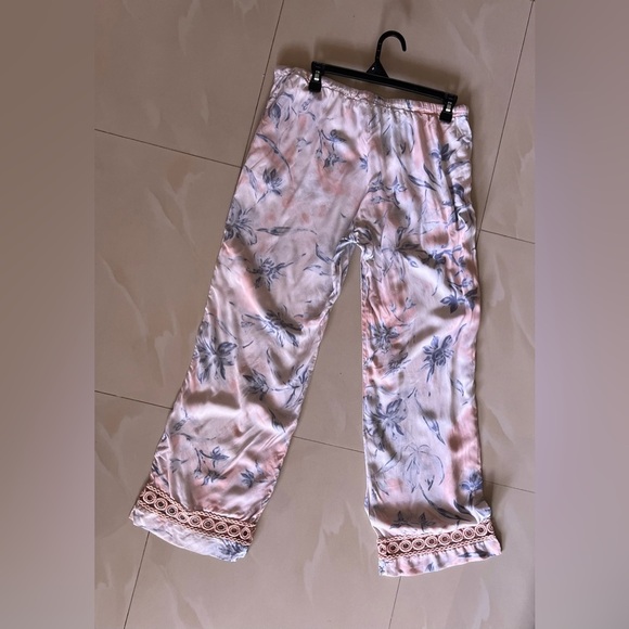 Wide Leg Palazzo Pants Pull On Snake Skin Print Floral M Pockets Elastic Tie - Picture 5 of 16